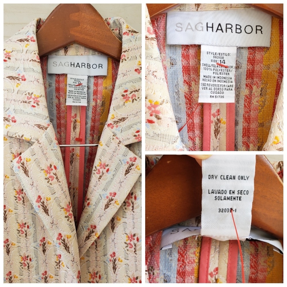 Sag Harbor Vintage-style Ditsy Floral Cottagecore Granny Chic Brocade Blazer - Picture 6 of 16
